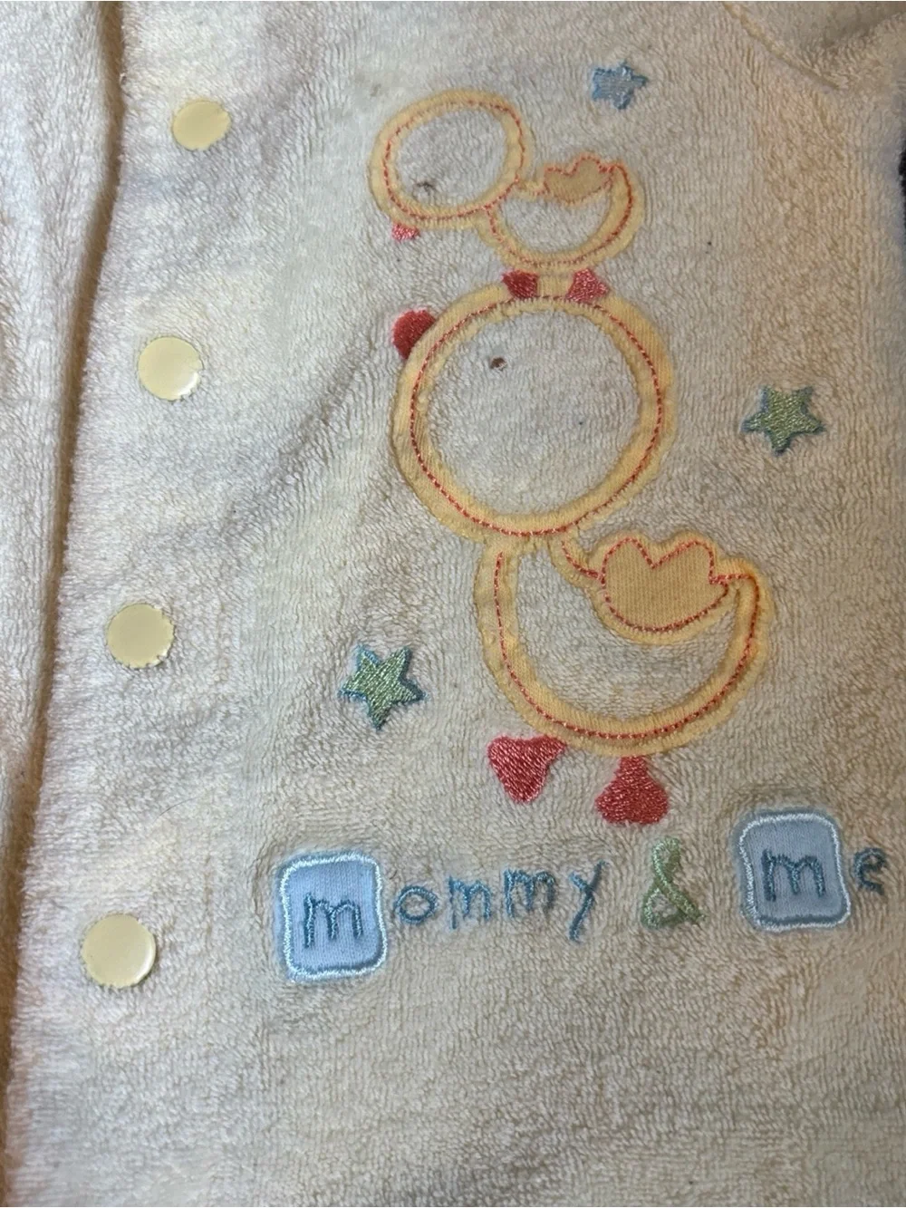 Carter's Cream Terry Footed One-Piece with Duck Embroidery